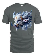 Ice Horn Beast Mythic Power Spirit T-Shirt - gray t-shirt on white background
