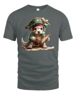 Pirate Puppy Adventure Treasure Map T-Shirt - gray t-shirt on white background