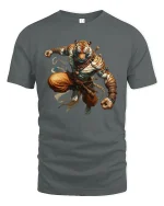 Warrior Tiger Monk Spirit Power Graphic T-Shirt - gray t-shirt on white background