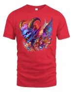 Colorful Demon Chaos Fantasy Energy T-Shirt - red t-shirt on white background