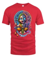 Mystic Monk Dual Spirit Colorful Energy T-Shirt - red t-shirt on white background