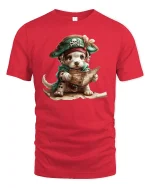 Pirate Puppy Adventure Treasure Map T-Shirt - red t-shirt on white background