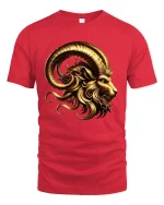 Golden Ram Majesty Mythical Power T-Shirt - red t-shirt on white background