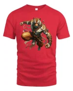 Warrior Tiger Monk Spirit Power Graphic T-Shirt - red t-shirt on white background