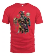 Steampunk Wizard Explorer Fantasy Art T-Shirt - red t-shirt on white background