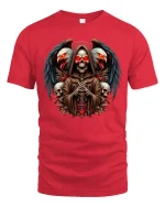 Grim Reaper Dark Wings Skull Master T-Shirt - red t-shirt on white background