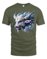 Ice Horn Beast Mythic Power Spirit T-Shirt - military green t-shirt on white background
