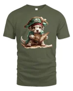 Pirate Puppy Adventure Treasure Map T-Shirt - military green t-shirt on white background