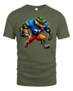 Fierce Gator Football Power Player T-Shirt - military green t-shirt on white background