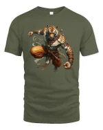 Warrior Tiger Monk Spirit Power Graphic T-Shirt - military green t-shirt on white background