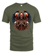 Grim Reaper Dark Wings Skull Master T-Shirt - military green t-shirt on white background