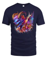 Colorful Demon Chaos Fantasy Energy T-Shirt - navy t-shirt on white background