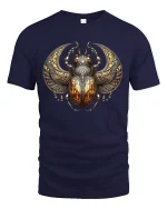 Golden Scarab Ancient Egyptian Power T-Shirt - navy t-shirt on white background