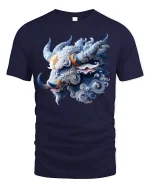 Ice Horn Beast Mythic Power Spirit T-Shirt - navy t-shirt on white background