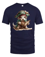 Pirate Puppy Adventure Treasure Map T-Shirt - navy t-shirt on white background