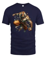 Warrior Tiger Monk Spirit Power Graphic T-Shirt - navy t-shirt on white background