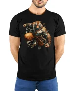 Warrior Tiger Monk Spirit Power Graphic T-Shirt - model wearing black tee with hands behind back