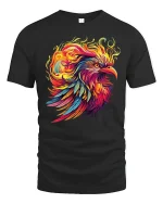 Fierce Phoenix Flame Art Graphic T-Shirt - black t-shirt on white background