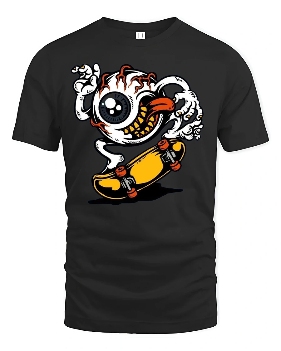 Cool Eyeball Skater Graphic T-Shirt - 1 Cool Eyeball Skater Graphic T-Shirt - black t-shirt on white background