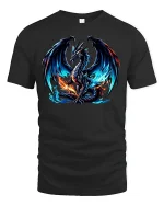 Fierce Blue Flame Dragon T-Shirt - black t-shirt on white background