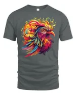 Fierce Phoenix Flame Art Graphic T-Shirt - gray t-shirt on white background