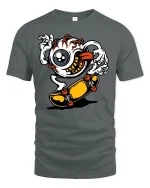 Cool Eyeball Skater Graphic T-Shirt - gray t-shirt on white background