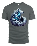 Moonlight Wolf Spirit Fantasy T-Shirt - gray t-shirt on white background