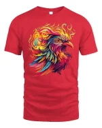 Fierce Phoenix Flame Art Graphic T-Shirt - red t-shirt on white background