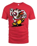Cool Eyeball Skater Graphic T-Shirt - red t-shirt on white background