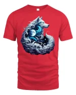Moonlight Wolf Spirit Fantasy T-Shirt - red t-shirt on white background