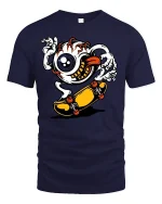 Cool Eyeball Skater Graphic T-Shirt - navy t-shirt on white background