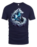 Moonlight Wolf Spirit Fantasy T-Shirt - navy t-shirt on white background