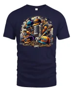 Hip Hop Microphone Streetwear T-Shirt - navy t-shirt on white background