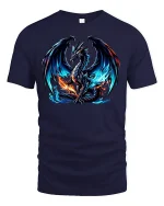 Fierce Blue Flame Dragon T-Shirt - navy t-shirt on white background