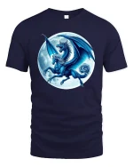 Mystic Blue Dragon Moonlight T-Shirt - navy t-shirt on white background