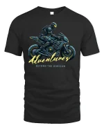 Futuristic Rider Adventures T-Shirt - black t-shirt on white background