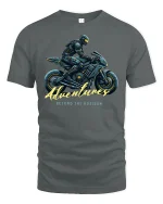 Futuristic Rider Adventures T-Shirt - gray t-shirt on white background