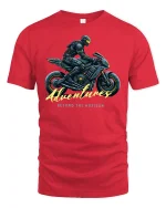 Futuristic Rider Adventures T-Shirt - red t-shirt on white background
