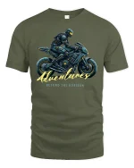 Futuristic Rider Adventures T-Shirt - military green t-shirt on white background