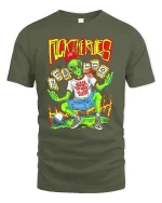 Rebel Alien Funny Graphic Tee - military green t-shirt on white background