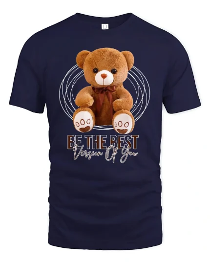Be The Best Version Teddy Bear Tee - navy t-shirt on white background