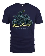 Futuristic Rider Adventures T-Shirt - navy t-shirt on white background