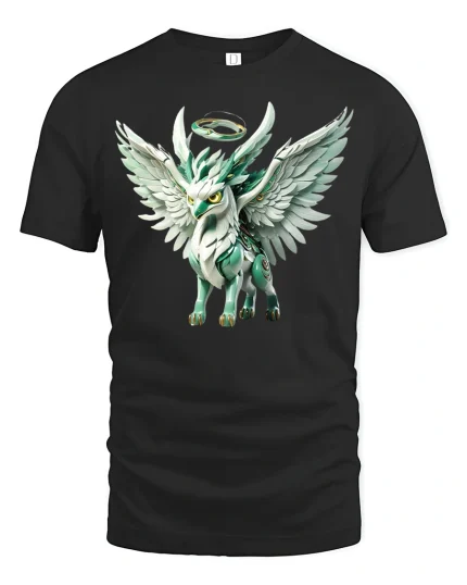 Mythical Griffin Guardian Wings T-Shirt - black t-shirt on white background