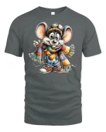Cute Winter Mouse Scarf T-Shirt - gray t-shirt on white background