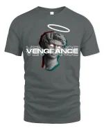 Vengeance Statue Glitch Halo 3D Art T-Shirt - gray t-shirt on white background