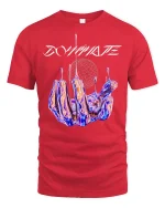 Dominate Futuristic Chrome Hand T-Shirt - red t-shirt on white background