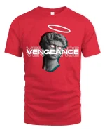 Vengeance Statue Glitch Halo 3D Art T-Shirt - red t-shirt on white background