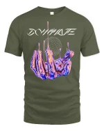 Dominate Futuristic Chrome Hand T-Shirt - military green t-shirt on white background