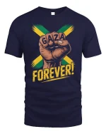 Gaza Forever Power Fist T-Shirt - navy t-shirt on white background