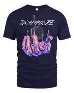 Dominate Futuristic Chrome Hand T-Shirt - navy t-shirt on white background